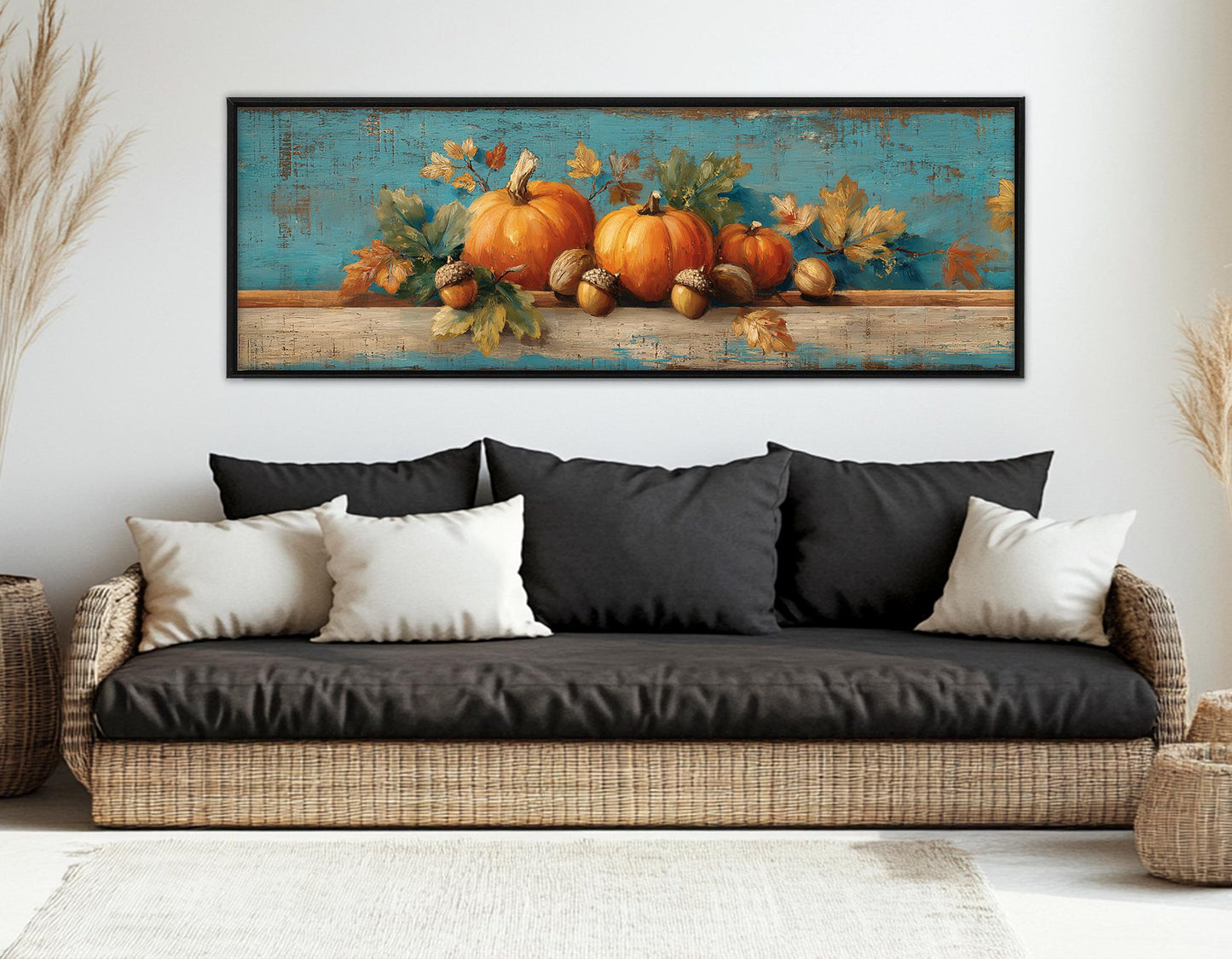 Pumpkins Canvas Print - Cozy Autumn Wall Art | Framed Ready to Hang