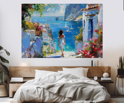 Greek Landscape Canvas - Scenic Mediterranean Wall Art | Framed Canvas Print Ready to Hang