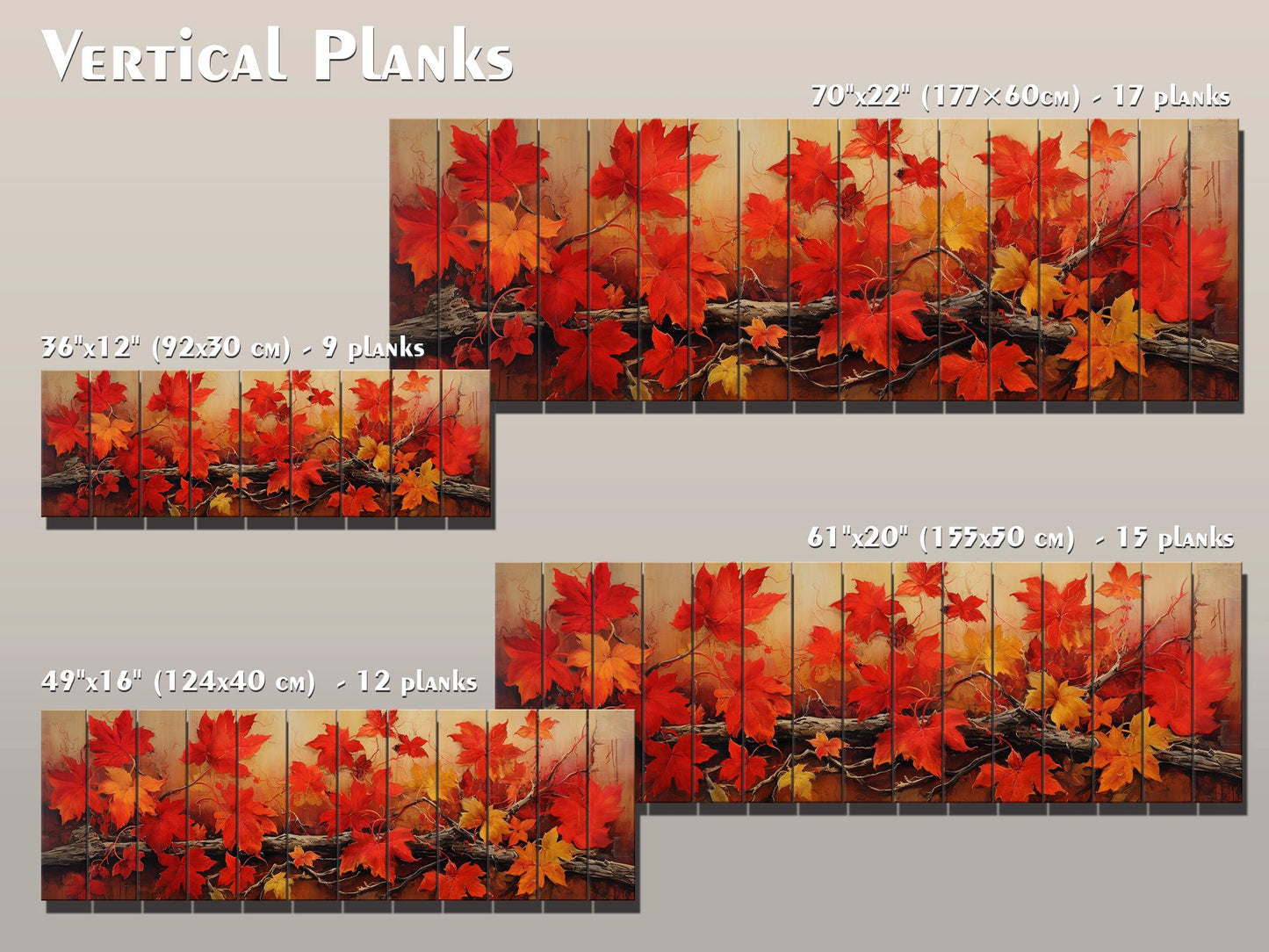 Wood Wall Art - Large Natural Wood Print Featuring Autumn Tree Branch Floral Design