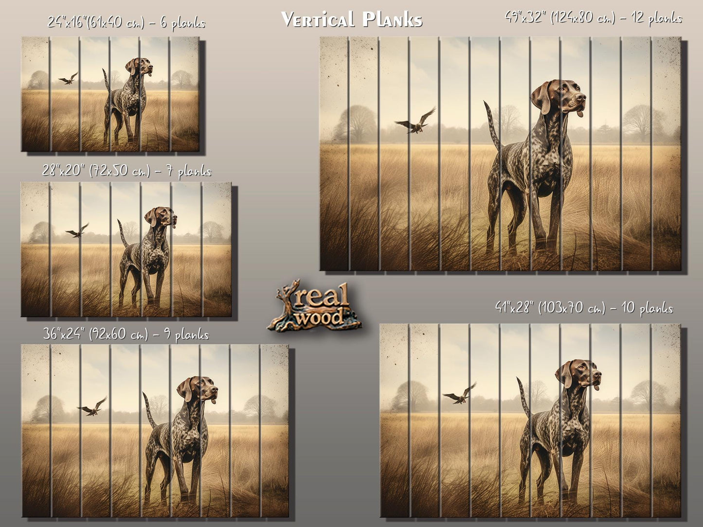 Rustic Wood Wall Art – German Shorthaired Pointer Hunting Dog Poster on Natural Wood