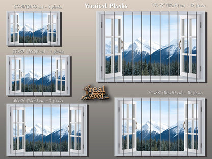 Wood Wall Art – Alpine Wall Decor With Winter Mountain Landscape Print On Natural Wood