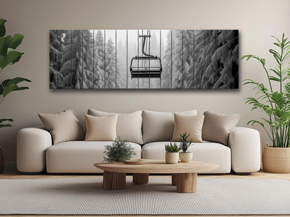 Ski Lift Wall Art – Large Wooden Wall Decor with Natural Wood Print & Rustic Mountain Cabin