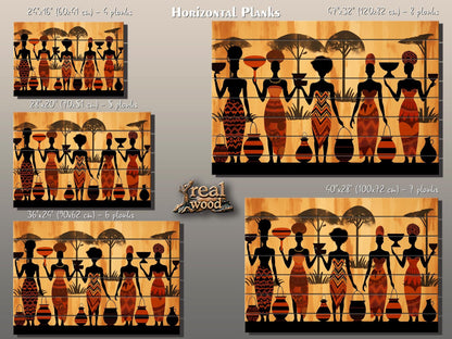 Wood Wall Art – Abstract African Painting on Wood | Ethnic Wall Decor, Rustic Style