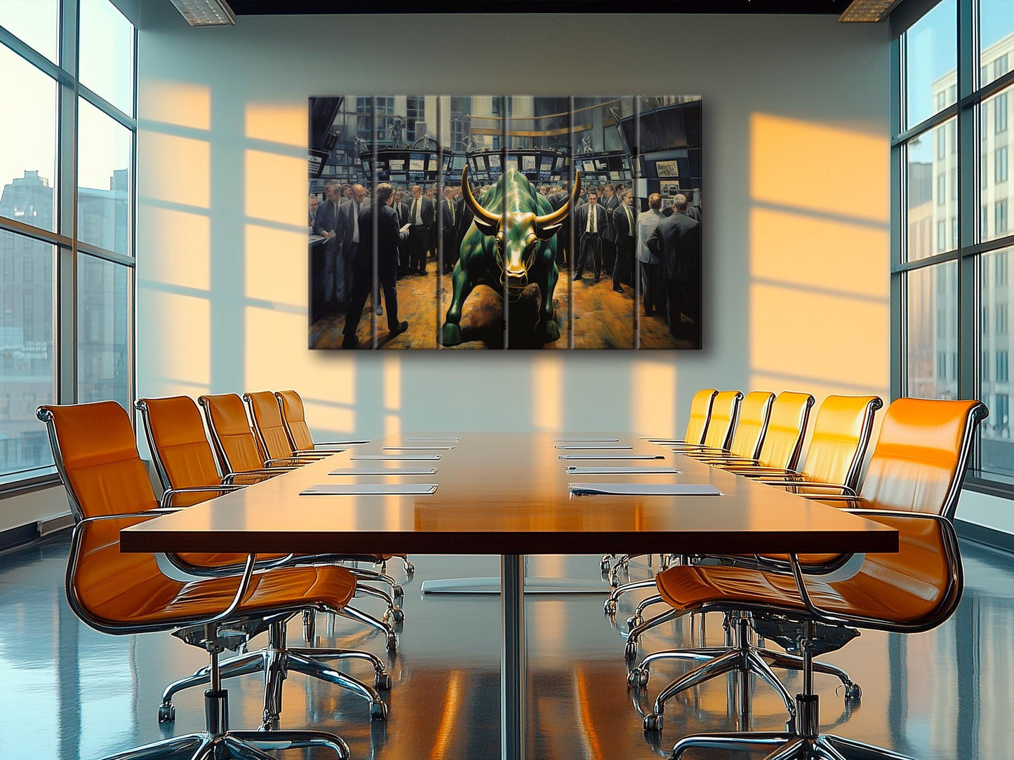 Wall Street Bull Painting – Rustic Wood Wall Art | Charging Bull Print, Trader Gift