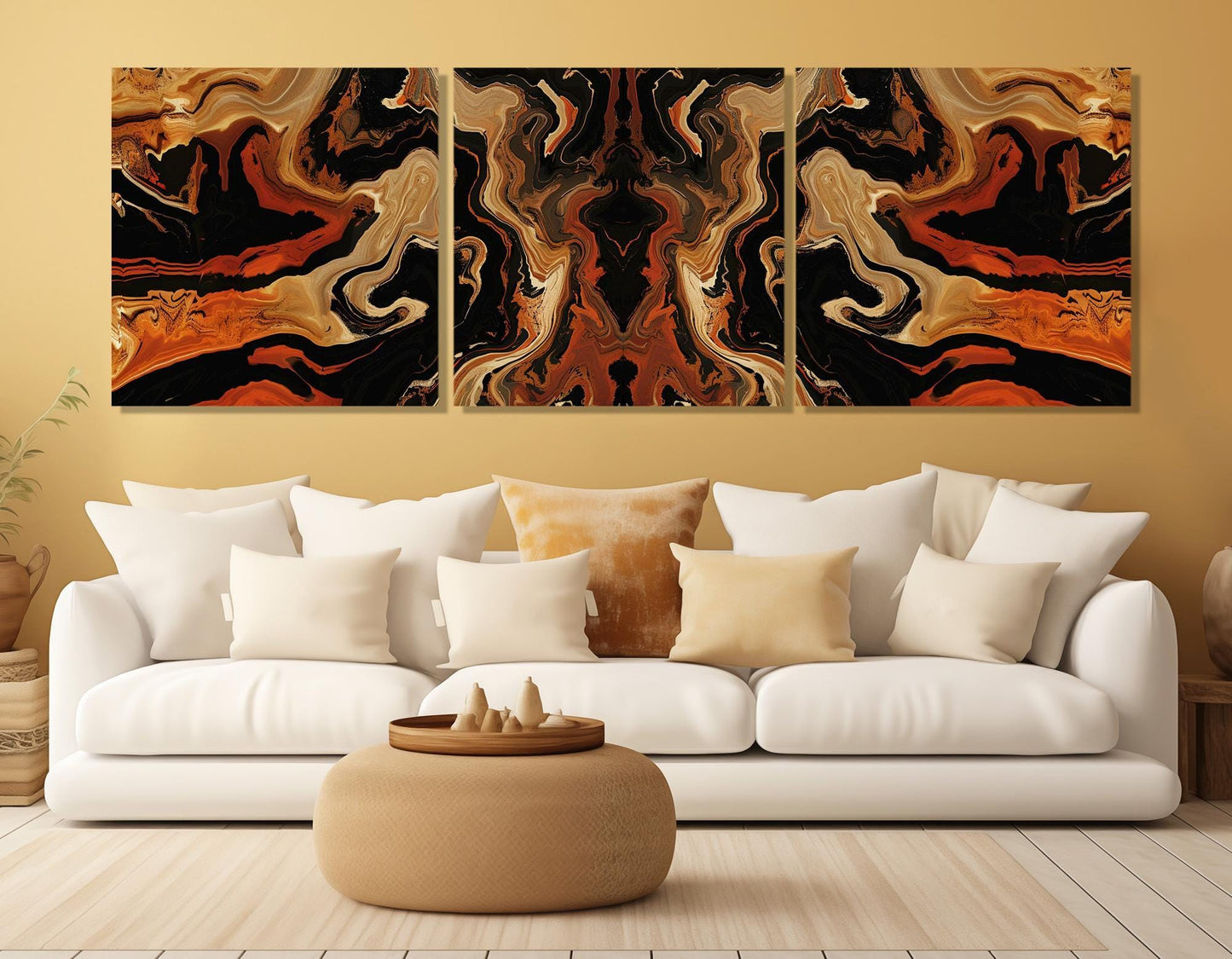 Dark Wooden Canvas Print – Large Abstract Brown Tones Artwork | Ready to Hang
