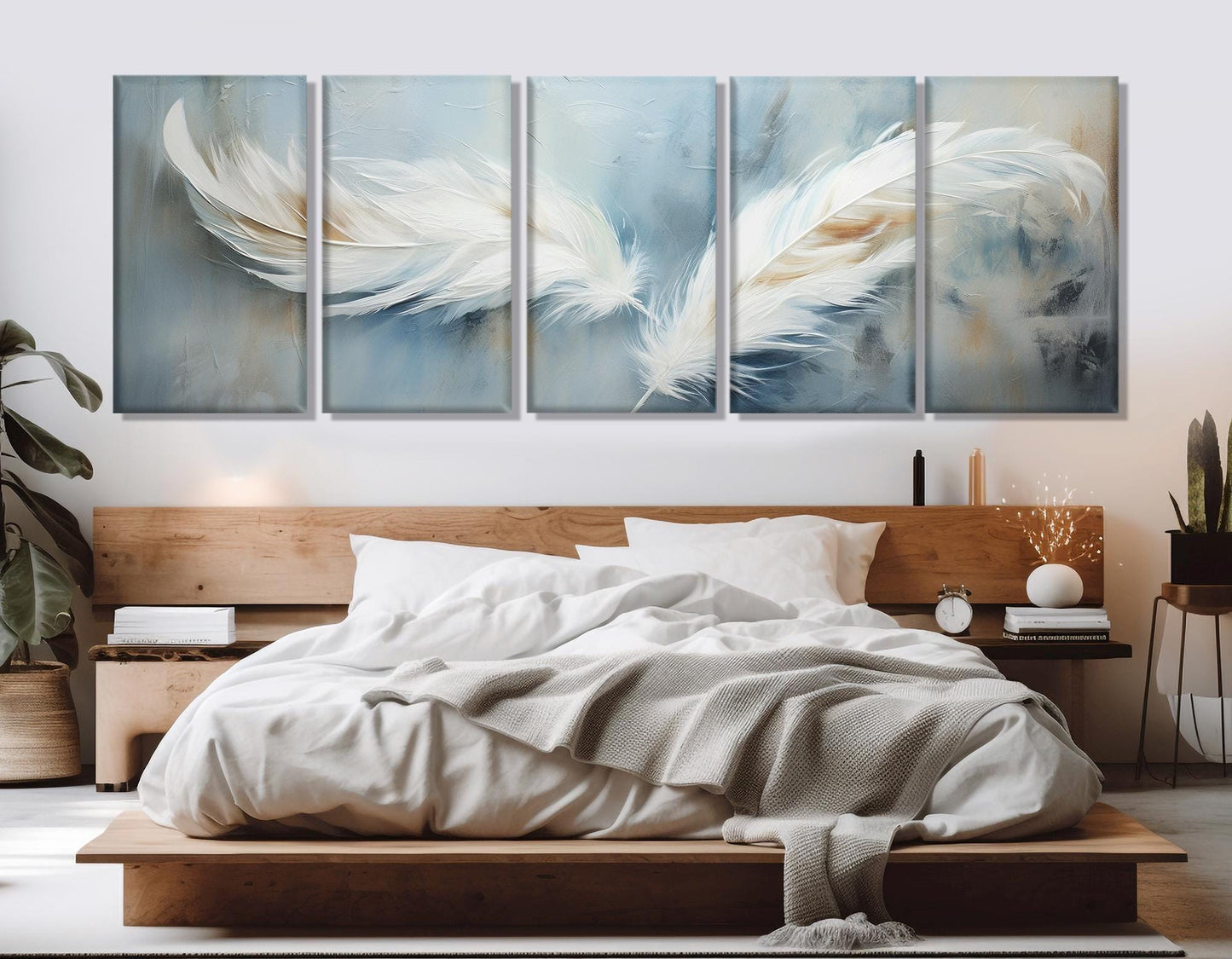 Neutral Tones Canvas Print – Minimalist Wall Art | Feather Painting Art, Ready to Hang