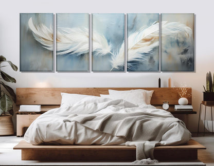 Neutral Tones Canvas Print – Minimalist Wall Art | Feather Painting Art, Ready to Hang