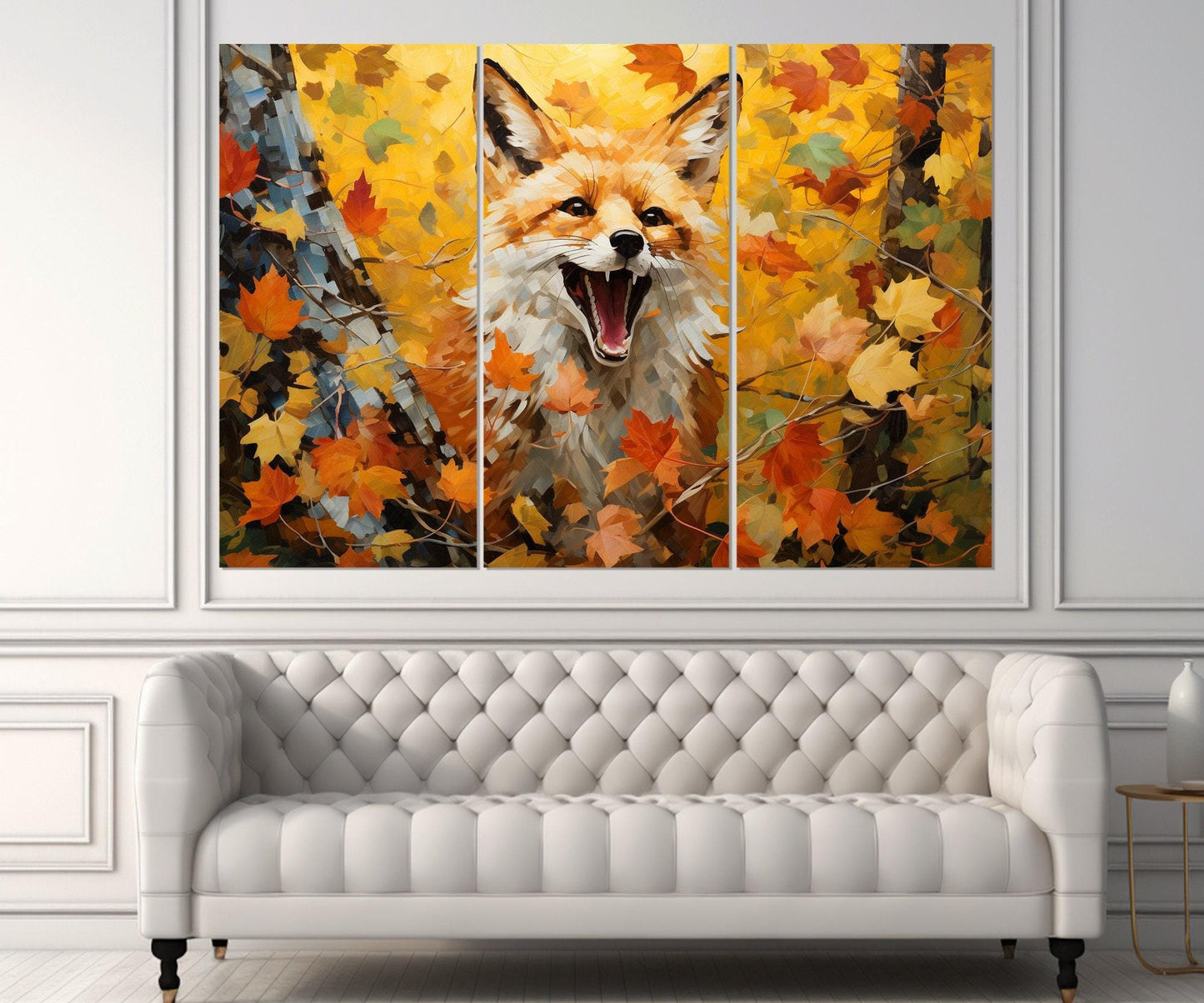 Fox Wall Art – Sly Fox Painting on Gallery Wrapped Canvas | Autumn Forest Decor
