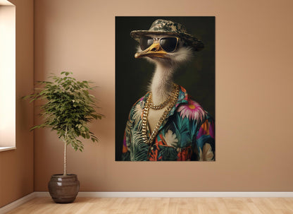 Ostrich Canvas Print – Funny Ostrich Art | Framed & Ready to Hang Party Wall Decor
