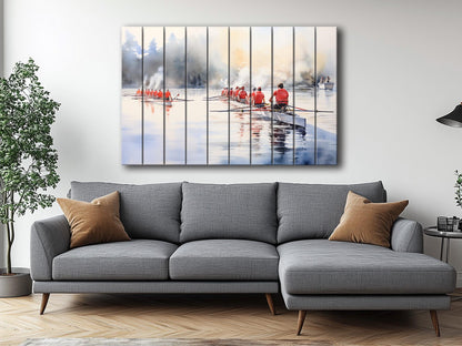 Rowing Wood Wall Art | Natural Wood Art – UV Printed Rustic Wall Decor