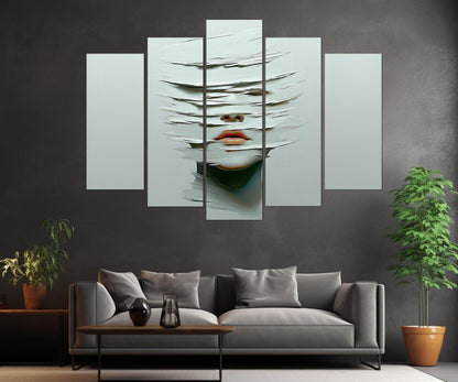 Expressionist Canvas Print – Woman Face Painting on Ocean Waves, Ready to Hang
