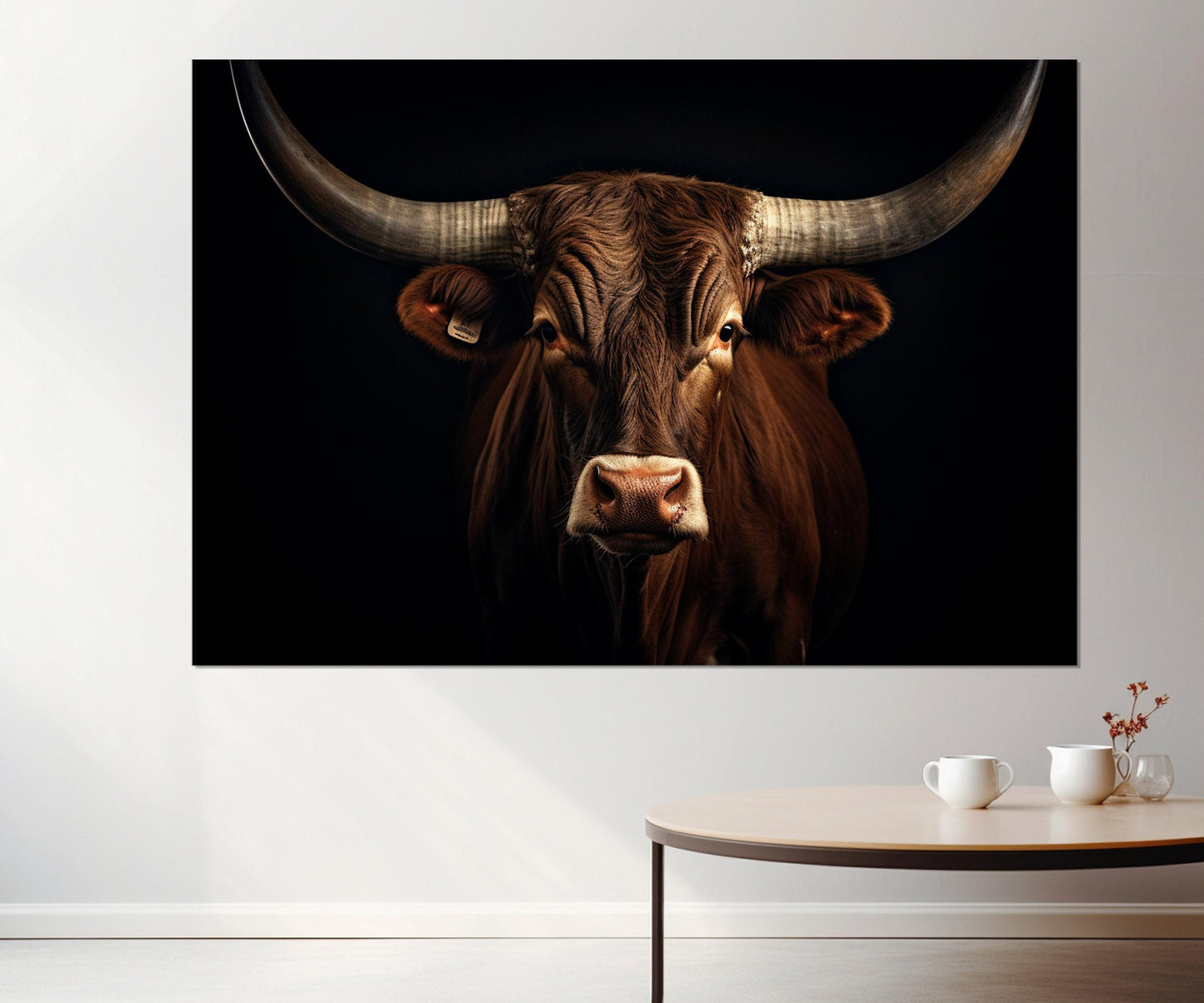 Texas Longhorn Painting - Framed Canvas Print | Modern Farmhouse Wall Art