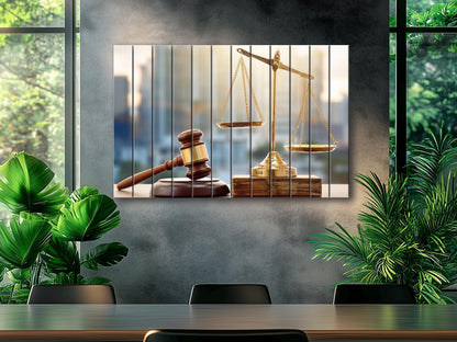 Rustic Wood Wall Art - Justice Wall Art Printed on Wood, Lawyer Office Decor, Judge Gift, Law Wall Art, Judge Hammer Poster, Attorney Gift