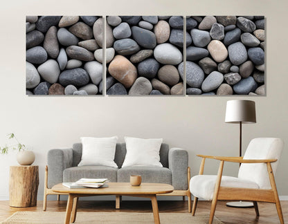 Beach Pebbles Canvas Print – Panoramic Wall Art | Modern Coastal Decor, Ready to Hang