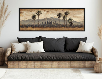 Los Angeles Canvas Print - Rustic City Skyline Art | Framed Wall Decor Ready to Hang
