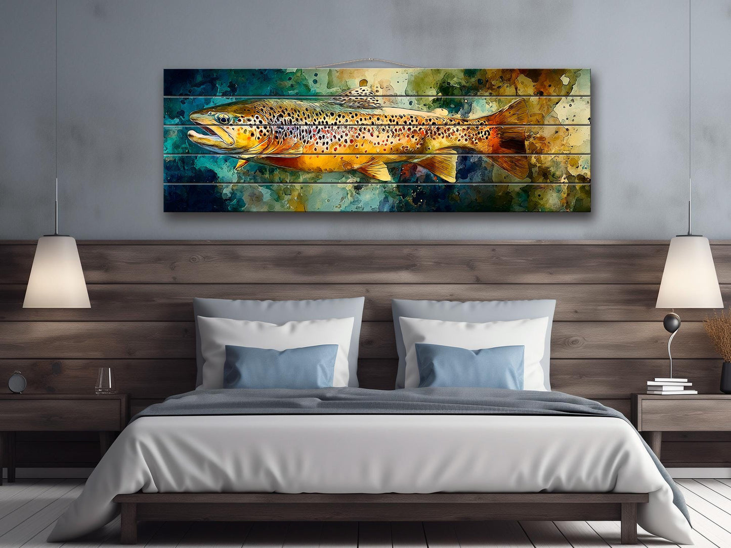 Brown Trout Wood Print - Rustic Fishing Wall Art | Handcrafted Linden Wood Artwork