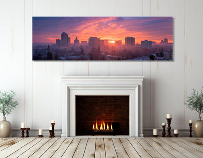 Sacramento Sunset Canvas Abstract Wall Art – Framed Canvas Print Ready to Hang