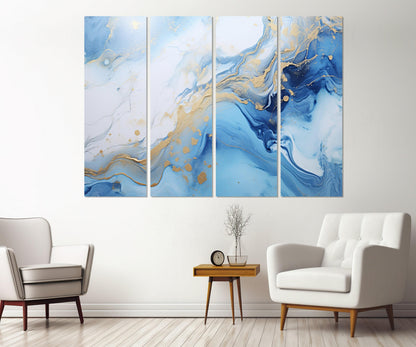 Blue Marble Canvas Abstract Wall Art – Modern Marble Canvas Print, Ready to Hang