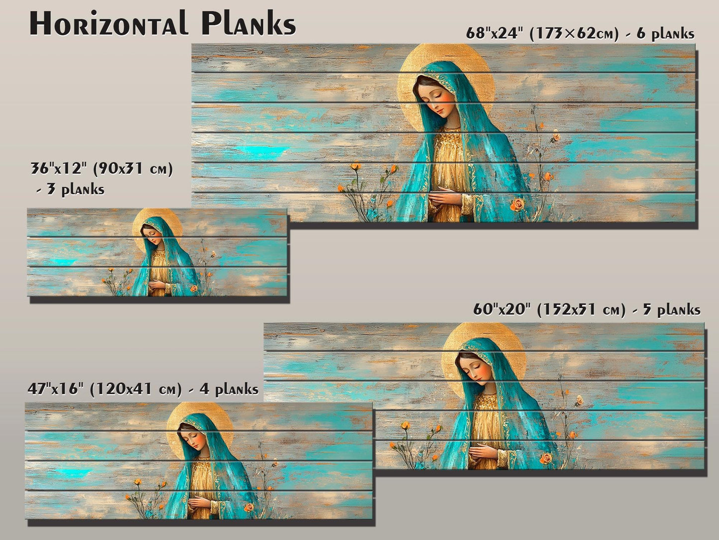 Virgin Mary Wall Art – Natural Wood Grain Art | Rustic Religious Wall Decor