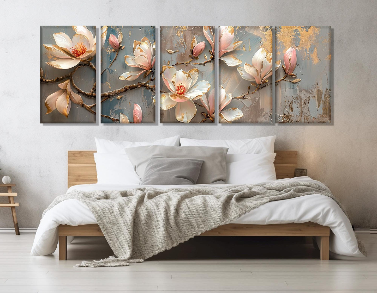 Magnolia Canvas Print – Large Floral Wall Art | Soft Pink Flower Painting, Ready to Hang
