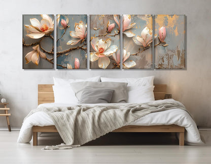 Magnolia Canvas Print – Large Floral Wall Art | Soft Pink Flower Painting, Ready to Hang