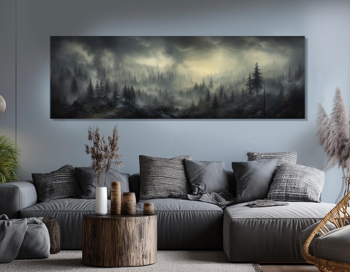 Misty Forest Canvas Print - Foggy Pine Wall Art | Framed & Ready to Hang