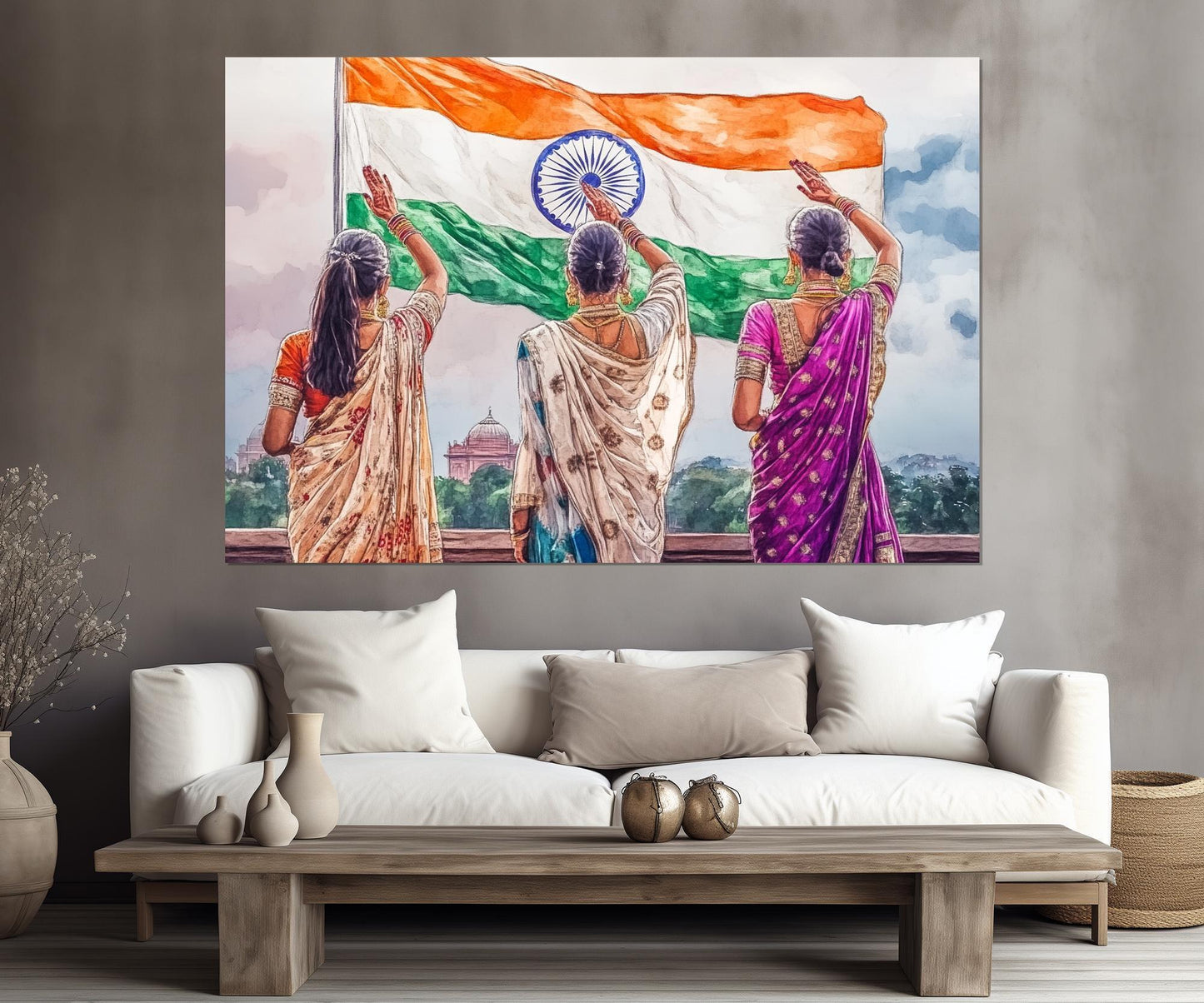 India Flag Canvas Print - Abstract India Painting | Framed Ready To Hang Wall Art