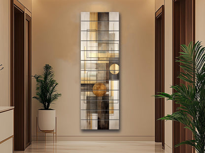 Geometric Abstract Art Print – Modern Wall Art on Natural Wood Decor