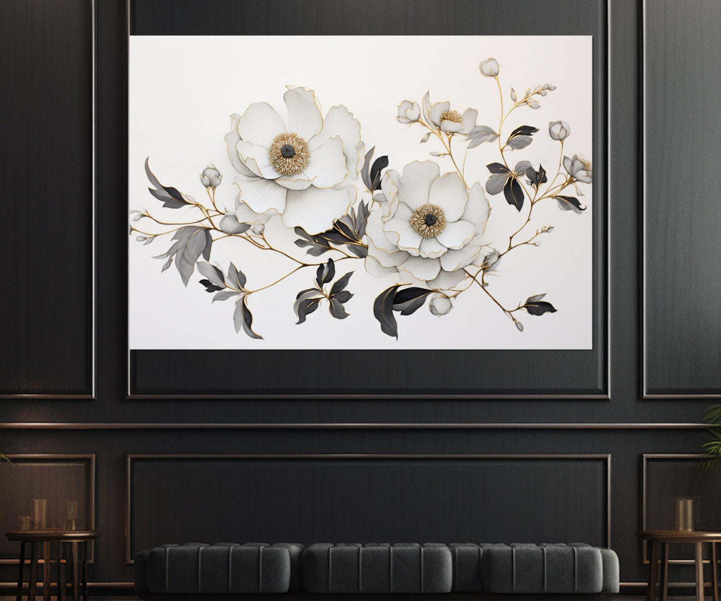Minimalist Flower Canvas - Floral Wall Decor | Framed Canvas Print Ready to Hang