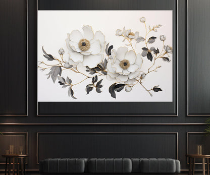 Minimalist Flower Canvas - Floral Wall Decor | Framed Canvas Print Ready to Hang