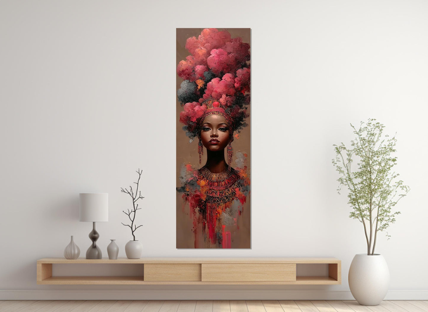 African Woman Portrait Canvas – Framed Canvas Print | Tribal Wall Art, Ready to Hang