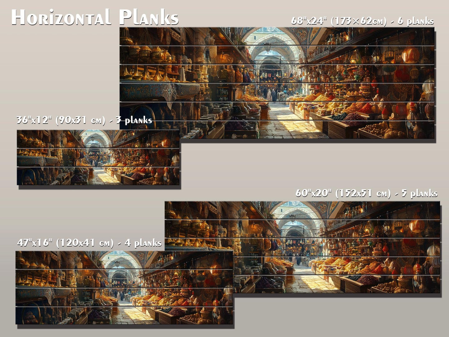 Grand Bazaar in Istanbul Painting Print On Wood - Ancient Oriental Market Decor