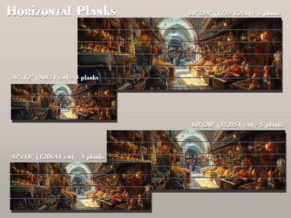 Grand Bazaar in Istanbul Painting Print On Wood - Ancient Oriental Market Decor