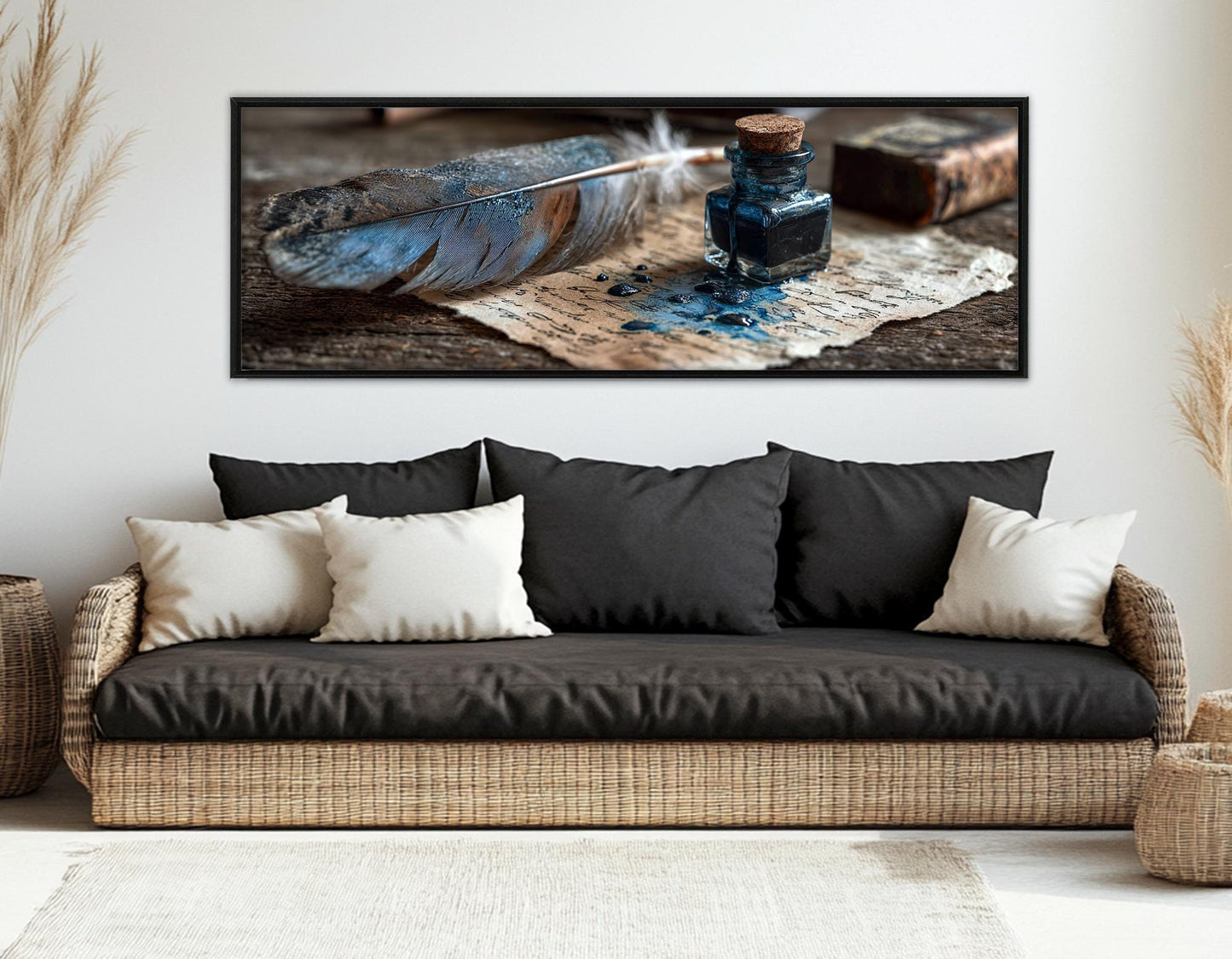 Scribe’s Quill and Inkpot Canvas Print, Writer Gift, Framed and Ready to Hang