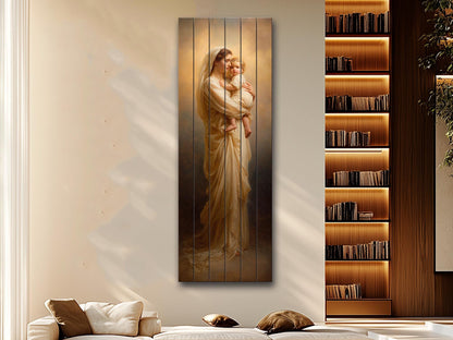 Mother and Child Wall Art – Renaissance Sacred Wood Print on Linden