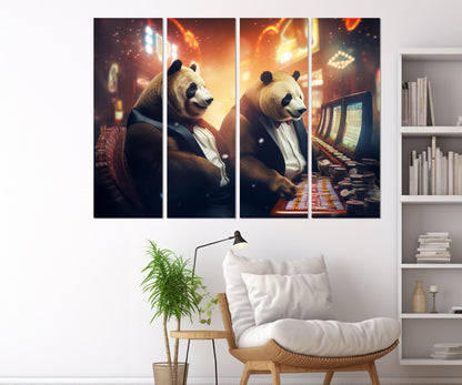 Casino Canvas Print - Panda Casino Painting | Framed Canvas Print, Ready to Hang
