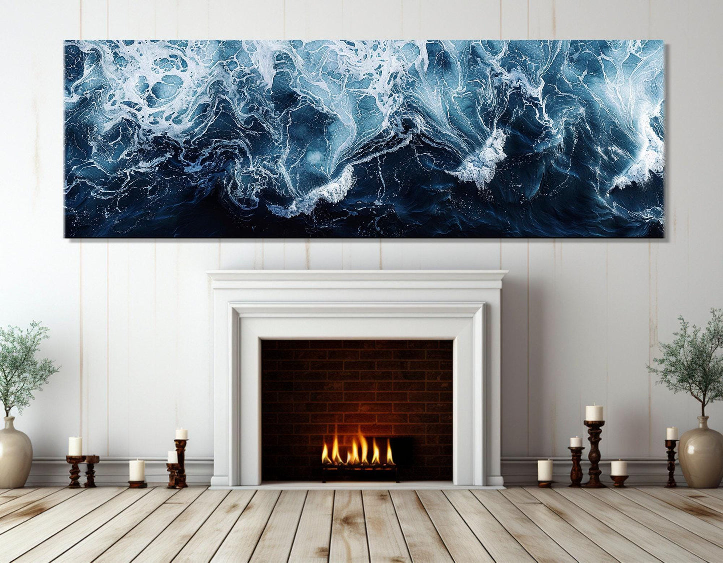 Deep Blue Ocean Canvas – Large Sea Painting | Framed Canvas Print, Ready to Hang