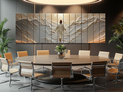 Religious Wood Wall Art - Jesus Walks on Water | Rustic Biblical Wall Decor Print on Wood