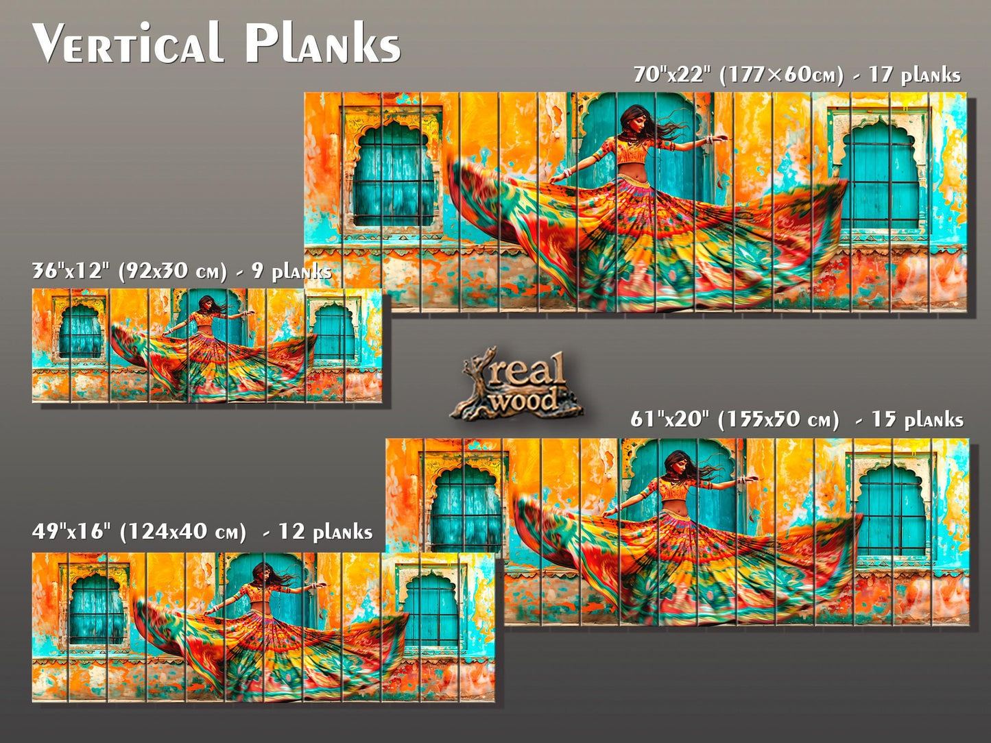 Wood Wall Art - Large Rajasthan Wall Art With Indian Woman Print On Wood Panel
