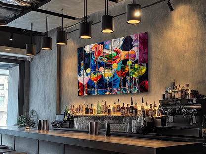 Cocktails Print on Wood, Barman Gift, Cocktail Bar Wall Decor, Cocktails Poster, Party Cocktails Wall Art, Bartender Gift, Wood Wall Art