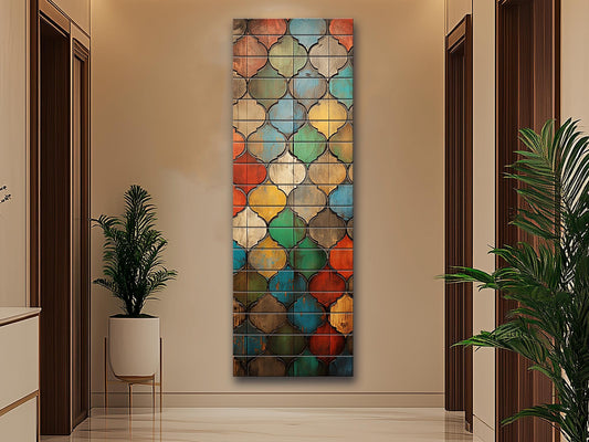 Moroccan Mosaic Art Print - Colorful Geometric Wood Wall Decor | Vibrant UV Printed Wood