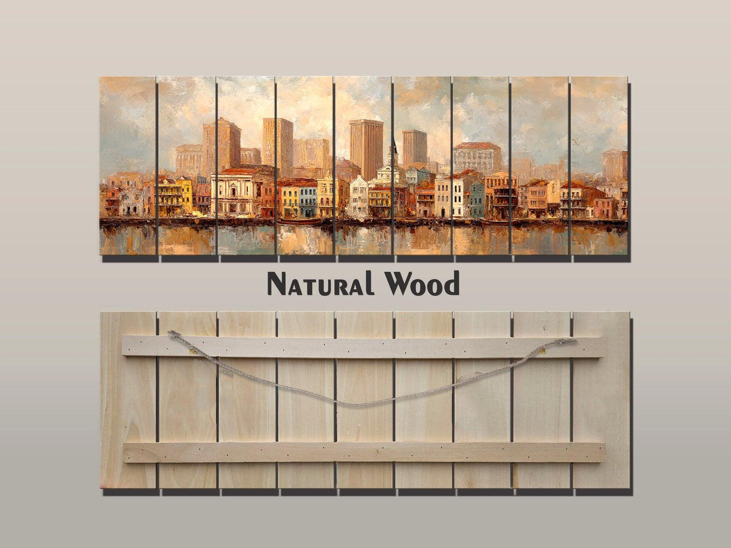 French Quarter Wood Print – New Orleans Rustic Wood Decor Beige Wall Art