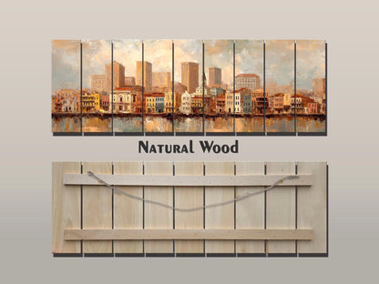 French Quarter Wood Print – New Orleans Rustic Wood Decor Beige Wall Art