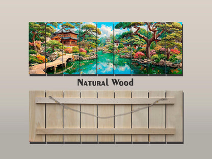 Chinese Garden Wood Wall Art, Yuyuan Pagoda Print on Real Wood