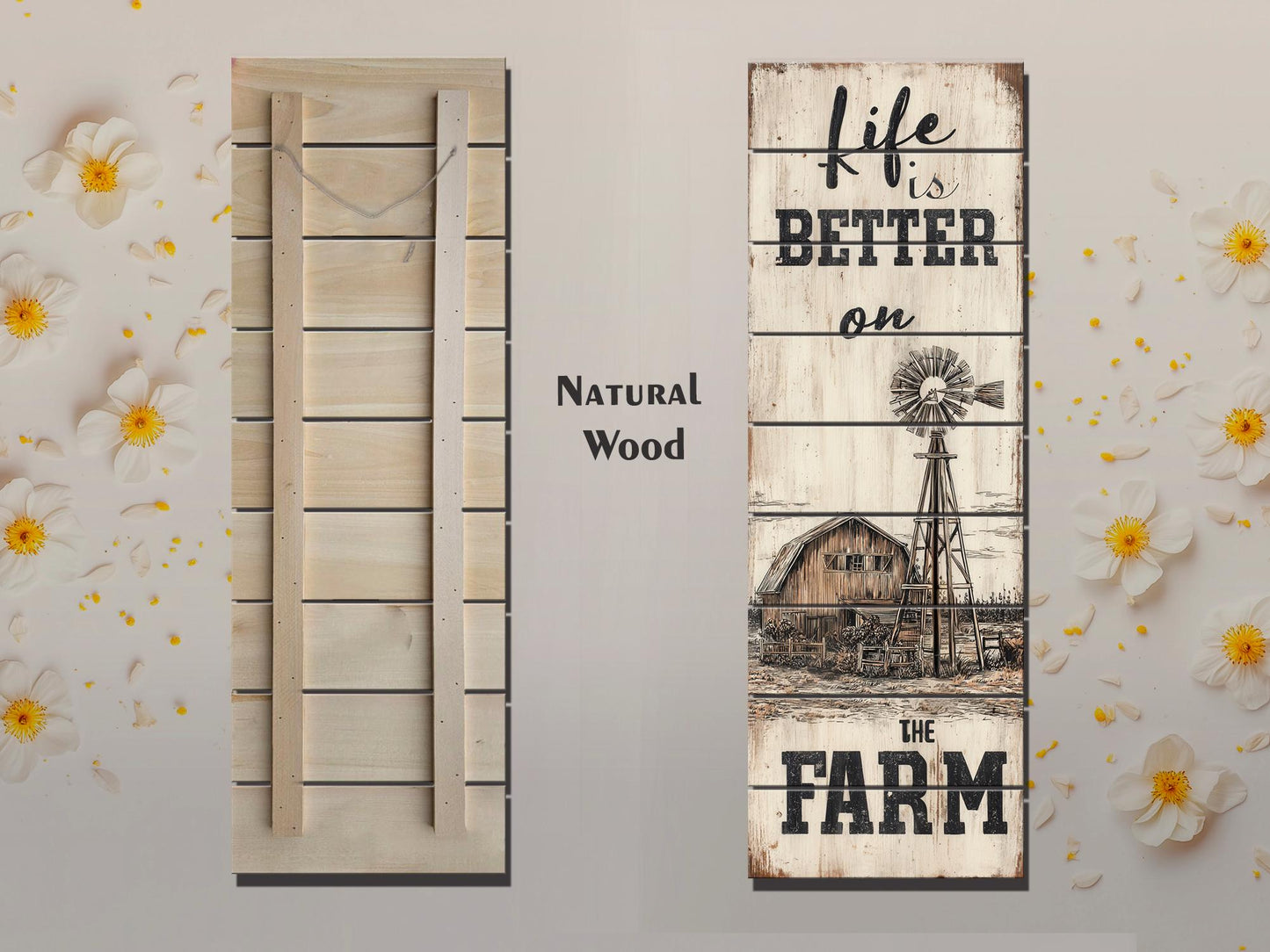 Rustic Wood Wall Art – Life On The Farm Sign | Cozy Country Wall Decor