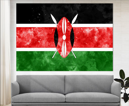 Kenya Flag Canvas | Ready to Hang Cotton Canvas Print - Framed Wall Art