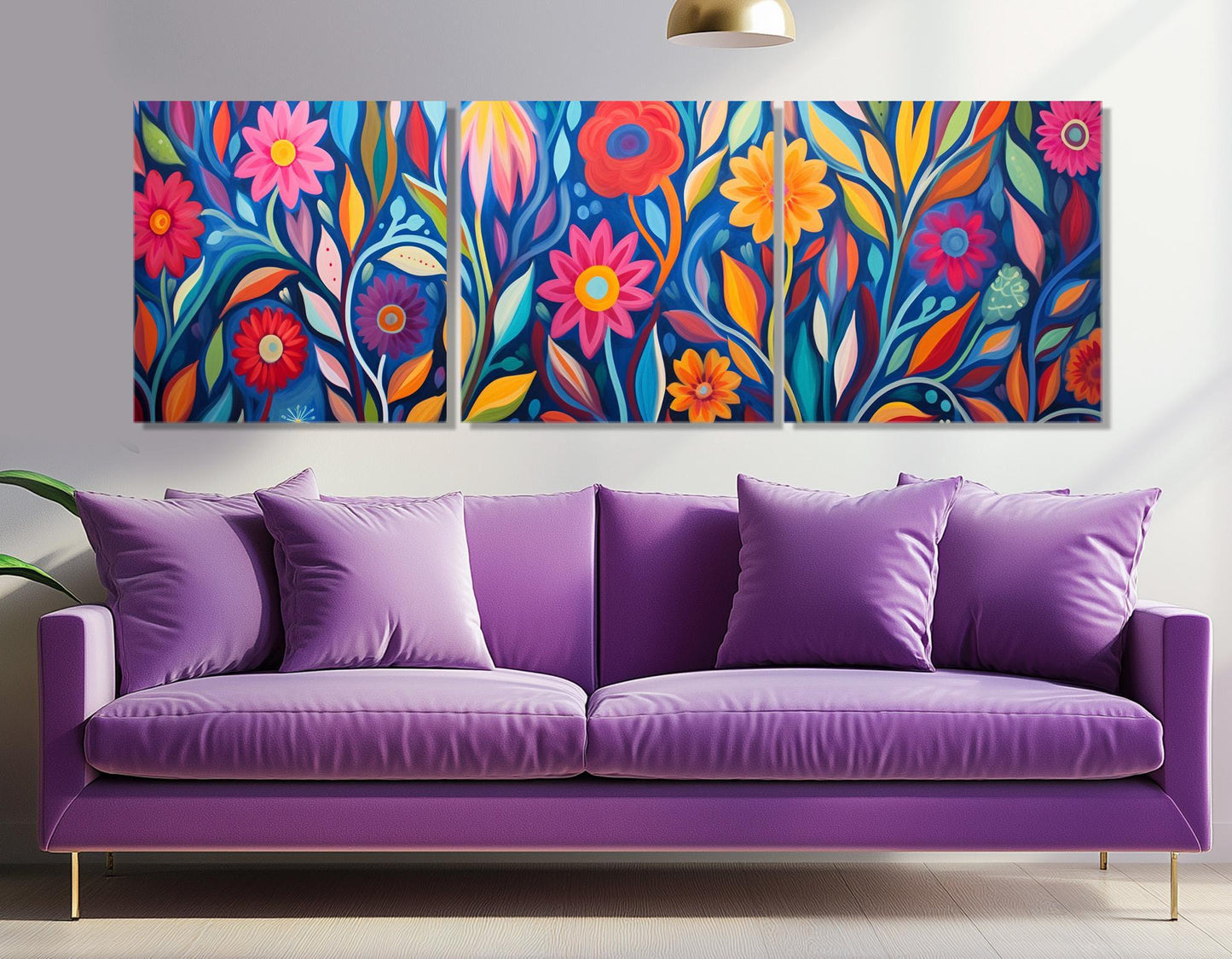Botanical Canvas Print – Large Floral Wall Decor | Framed, Ready to Hang Art