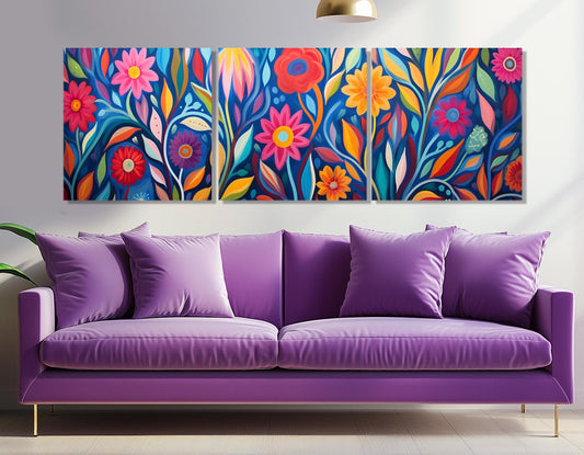Botanical Canvas Print – Large Floral Wall Decor | Framed, Ready to Hang Art