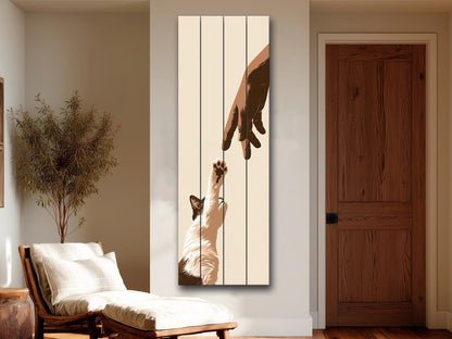 Vintage Kitten Wall Art – Rustic Wood Wall Decor with Cozy Cat Print
