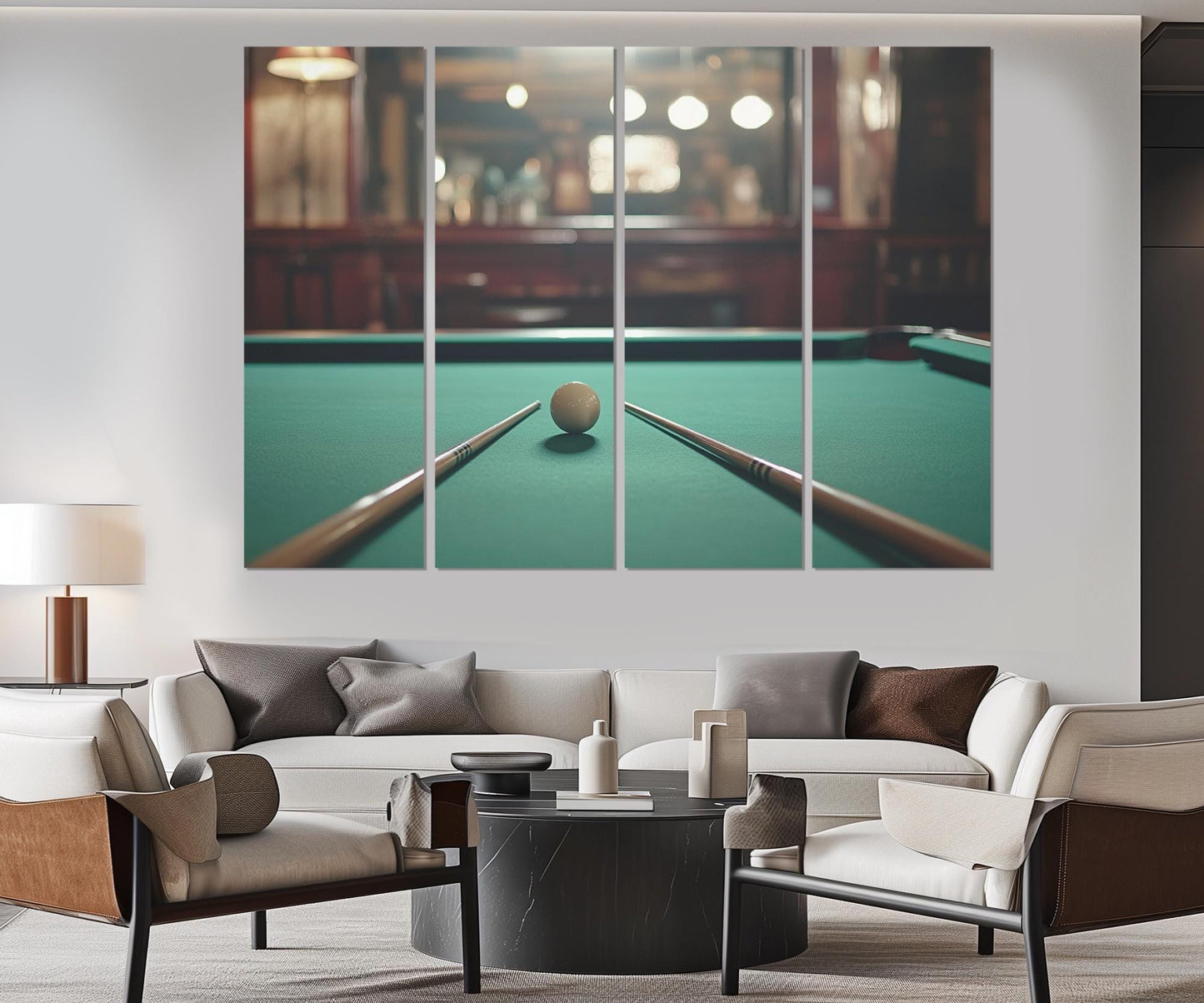Billiards Wall Art - Large Cotton Canvas Print | Framed Gallery Wrapped Canvas